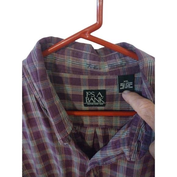 Jos A Bank Button Down Purple Plaid w. Pocket Lightweight Casual Comfortable XXL - Picture 3 of 7